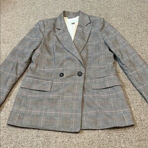 H&M Plaid Double-Breasted Blazer size 8